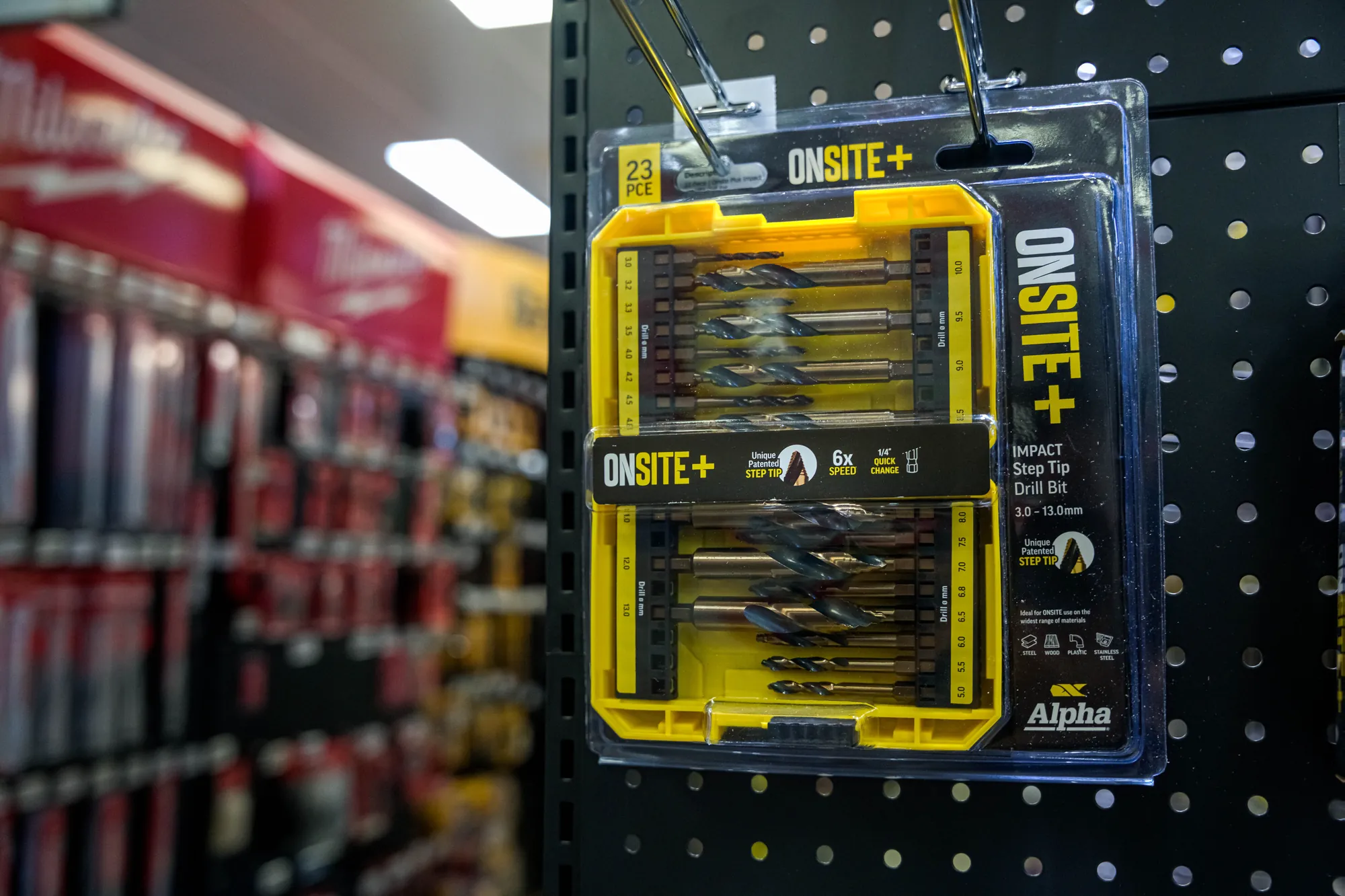 Alpha OnSite+ drill bit set on display